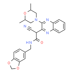 ChemSpider 2D Image | N-(1,3-Benzodioxol-5-ylmethyl)-2-cyano-2-[3-(2,6-dimethyl-4-morpholinyl)-2-quinoxalinyl]acetamide | C25H25N5O4
