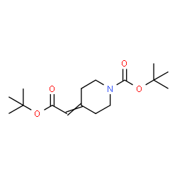 ChemSpider 2D Image | 2-Methyl-2-propanyl 4-{2-[(2-methyl-2-propanyl)oxy]-2-oxoethylidene}-1-piperidinecarboxylate | C16H27NO4