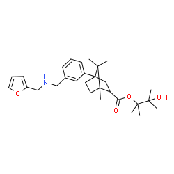 ChemSpider 2D Image | 3-Hydroxy-2,3-dimethyl-2-butanyl 4-(3-{[(2-furylmethyl)amino]methyl}phenyl)-1,7,7-trimethylbicyclo[2.2.1]heptane-2-carboxylate | C29H41NO4