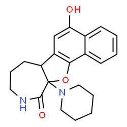 ChemSpider 2D Image | 5-Hydroxy-11a-(1-piperidinyl)-6b,7,8,9,10,11a-hexahydro-11H-naphtho[2',1':4,5]furo[2,3-c]azepin-11-one | C21H24N2O3