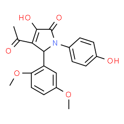 ChemSpider 2D Image | 4-Acetyl-5-(2,5-dimethoxyphenyl)-3-hydroxy-1-(4-hydroxyphenyl)-1,5-dihydro-2H-pyrrol-2-one | C20H19NO6