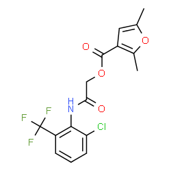 ChemSpider 2D Image | 2-{[2-Chloro-6-(trifluoromethyl)phenyl]amino}-2-oxoethyl 2,5-dimethyl-3-furoate | C16H13ClF3NO4