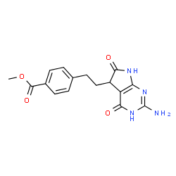 ChemSpider 2D Image | Methyl 4-[2-(2-amino-4,6-dioxo-4,5,6,7-tetrahydro-3H-pyrrolo[2,3-d]pyrimidin-5-yl)ethyl]benzoate | C16H16N4O4