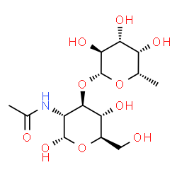 ChemSpider 2D Image | 2-Acetamido-2-deoxy-3-O-(6-deoxy-beta-L-galactopyranosyl)-alpha-D-glucopyranose | C14H25NO10
