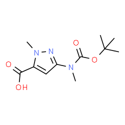 ChemSpider 2D Image | 3-((tert-Butoxycarbonyl)(methyl)amino)-1-methyl-1H-pyrazole-5-carboxylic acid | C11H17N3O4