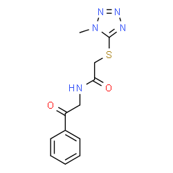 ChemSpider 2D Image | 2-[(1-Methyl-1H-tetrazol-5-yl)sulfanyl]-N-(2-oxo-2-phenylethyl)acetamide | C12H13N5O2S