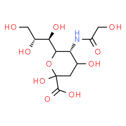 ChemSpider 2D Image | (4xi)-3,5-Dideoxy-5-(glycoloylamino)-6-[(1R,2R)-1,2,3-trihydroxypropyl]-L-glycero-hex-2-ulopyranosonic acid | C11H19NO10