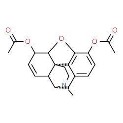 ChemSpider 2D Image | 17-Methyl-7,8-didehydro-4,5-epoxymorphinan-3,6-diyl diacetate | C21H23NO5