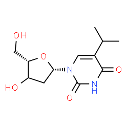 ChemSpider 2D Image | 1-[(3xi)-2-Deoxy-beta-L-glycero-pentofuranosyl]-5-isopropyl-2,4(1H,3H)-pyrimidinedione | C12H18N2O5