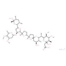 ChemSpider 2D Image | Ammonium [(2S,3R,5S)-6-{(1S)-1-[(5R,9S)-2-{(3'S)-3'-{[(5R)-4,5-dimethoxy-6-methyltetrahydro-2H-pyran-2-yl]oxy}-5'-[(3S,5R,6S)-6-hydroxy-3,5,6-trimethyltetrahydro-2H-pyran-2-yl]-2-methyloctahydro-2,2'-
bifuran-5-yl}-9-hydroxy-2,8-dimethyl-1,6-dioxaspiro[4.5]dec-7-yl]ethyl}-2-hydroxy-4,5-dimethoxy-3-methyltetrahydro-2H-pyran-2-yl]acetate (non-preferred name) | C47H83NO17