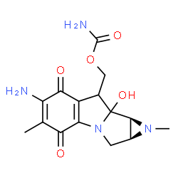 ChemSpider 2D Image | [(1aS,8bS)-6-Amino-8a-hydroxy-1,5-dimethyl-4,7-dioxo-1,1a,2,4,7,8,8a,8b-octahydroazireno[2',3':3,4]pyrrolo[1,2-a]indol-8-yl]methyl carbamate | C15H18N4O5