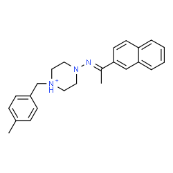 ChemSpider 2D Image | 1-(4-Methylbenzyl)-4-{(E)-[1-(2-naphthyl)ethylidene]amino}piperazin-1-ium | C24H28N3