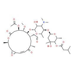 ChemSpider 2D Image | (2R,6R)-6-{[(3R,6R)-6-{[(1R,3R,7R,8S,9S,10S,12S,14Z,16S)-7-Acetoxy-8-methoxy-3,12-dimethyl-5,13-dioxo-10-(2-oxoethyl)-4,17-dioxabicyclo[14.1.0]heptadec-14-en-9-yl]oxy}-4-(dimethylamino)-5-hydroxy-2-me
thyltetrahydro-2H-pyran-3-yl]oxy}-4-hydroxy-2,4-dimethyltetrahydro-2H-pyran-3-yl 3-methylbutanoate (non-preferred name) | C42H67NO16