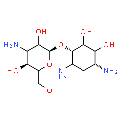 ChemSpider 2D Image | (1S,4R)-4,6-Diamino-2,3-dihydroxycyclohexyl 3-amino-3-deoxy-alpha-D-glycero-hexopyranoside | C12H25N3O7