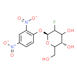 ChemSpider 2D Image | 2,4-Dinitrophenyl 2-deoxy-2-fluoro-beta-D-glycero-hexopyranoside | C12H13FN2O9