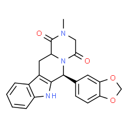 ChemSpider 2D Image | (6S)-6-(1,3-Benzodioxol-5-yl)-2-methyl-2,3,6,7,12,12a-hexahydropyrazino[1',2':1,6]pyrido[3,4-b]indole-1,4-dione | C22H19N3O4