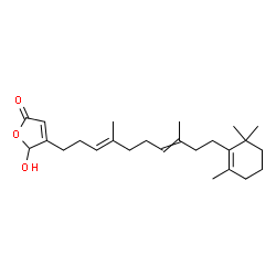 ChemSpider 2D Image | 4-[(3E)-4,8-Dimethyl-10-(2,6,6-trimethyl-1-cyclohexen-1-yl)-3,7-decadien-1-yl]-5-hydroxy-2(5H)-furanone | C25H38O3