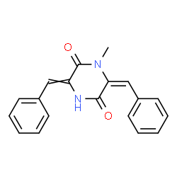 ChemSpider 2D Image | (6E)-3,6-Dibenzylidene-1-methyl-2,5-piperazinedione | C19H16N2O2