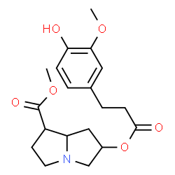 ChemSpider 2D Image | Methyl 6-{[3-(4-hydroxy-3-methoxyphenyl)propanoyl]oxy}hexahydro-1H-pyrrolizine-1-carboxylate | C19H25NO6