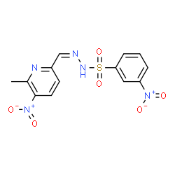 ChemSpider 2D Image | N'-[(Z)-(6-Methyl-5-nitro-2-pyridinyl)methylene]-3-nitrobenzenesulfonohydrazide | C13H11N5O6S