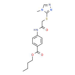 ChemSpider 2D Image | Butyl 4-({[(4-methyl-4H-1,2,4-triazol-3-yl)sulfanyl]acetyl}amino)benzoate | C16H20N4O3S