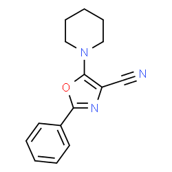 ChemSpider 2D Image | 2-Phenyl-5-(1-piperidinyl)-1,3-oxazole-4-carbonitrile | C15H15N3O