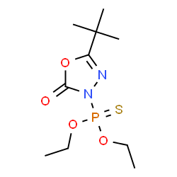 ChemSpider 2D Image | O,O-Diethyl [5-(2-methyl-2-propanyl)-2-oxo-1,3,4-oxadiazol-3(2H)-yl]phosphonothioate | C10H19N2O4PS