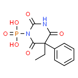 ChemSpider 2D Image | (5-Ethyl-2,4,6-trioxo-5-phenyltetrahydro-1(2H)-pyrimidinyl)phosphonic acid | C12H13N2O6P