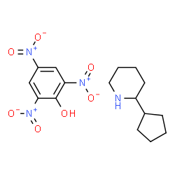 ChemSpider 2D Image | 2,4,6-Trinitrophenol - 2-cyclopentylpiperidine (1:1) | C16H22N4O7
