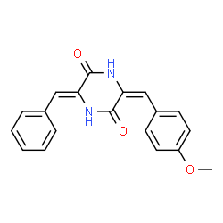 ChemSpider 2D Image | (3Z,6E)-3-Benzylidene-6-(4-methoxybenzylidene)-2,5-piperazinedione | C19H16N2O3