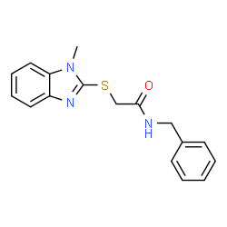 ChemSpider 2D Image | N-benzyl-2-[(1-methyl-1,3-benzodiazol-2-yl)sulfanyl]acetamide | C17H17N3OS