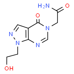 ChemSpider 2D Image | 2-[1-(2-Hydroxyethyl)-4-oxo-1,4-dihydro-5H-pyrazolo[3,4-d]pyrimidin-5-yl]acetamide | C9H11N5O3