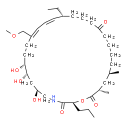 ChemSpider 2D Image | (2S,6S,8S,9R,12E,14Z,16R,25R,27S)-16-Ethyl-6,8,9-trihydroxy-12-(methoxymethyl)-25,27-dimethyl-2-propyl-1-oxa-4-azacyclooctacosa-12,14-diene-3,20,28-trione | C35H61NO8