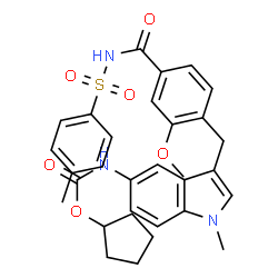ChemSpider 2D Image | Cyclopentyl [3-(2-methoxy-4-{[(4-methylphenyl)sulfonyl]carbamoyl}benzyl)-1-methyl-1H-indol-5-yl]carbamate | C31H33N3O6S