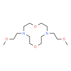 ChemSpider 2D Image | 4,10-Bis(2-methoxyethyl)-1,7-dioxa-4,10-diazacyclododecane | C14H30N2O4
