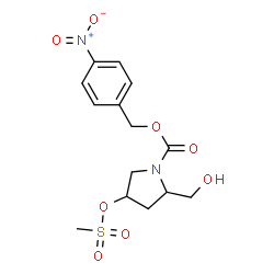 ChemSpider 2D Image | 4-Nitrobenzyl 2-(hydroxymethyl)-4-[(methylsulfonyl)oxy]-1-pyrrolidinecarboxylate | C14H18N2O8S