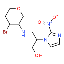 ChemSpider 2D Image | 3-[(4-Bromotetrahydro-2H-pyran-3-yl)amino]-2-(2-nitro-1H-imidazol-1-yl)-1-propanol | C11H17BrN4O4