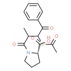 ChemSpider 2D Image | 1-[3-(Acetylsulfanyl)-2-methyl-4-oxo-4-phenylbutanoyl]-L-proline | C18H21NO5S