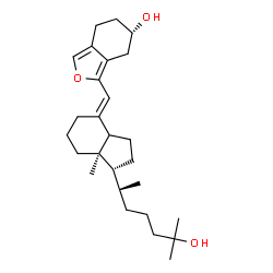 ChemSpider 2D Image | (3S,7E,14xi,20R)-6,19-Epoxy-9,10-secocholesta-5,7,10-triene-3,25-diol | C27H42O3