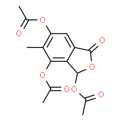 ChemSpider 2D Image | 6-Methyl-3-oxo-1,3-dihydro-2-benzofuran-1,5,7-triyl triacetate | C15H14O8