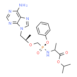ChemSpider 2D Image | Isopropyl N-[(S)-({[(2R)-1-(6-amino-9H-purin-9-yl)-2-propanyl]oxy}methyl)(phenoxy)phosphoryl]alaninate | C21H29N6O5P