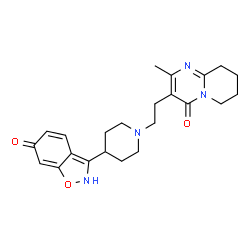 ChemSpider 2D Image | 2-Methyl-3-{2-[4-(6-oxo-2,6-dihydro-1,2-benzoxazol-3-yl)-1-piperidinyl]ethyl}-6,7,8,9-tetrahydro-4H-pyrido[1,2-a]pyrimidin-4-one | C23H28N4O3