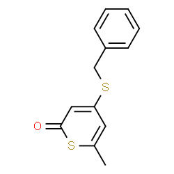 ChemSpider 2D Image | 4-(Benzylsulfanyl)-6-methyl-2H-thiopyran-2-one | C13H12OS2