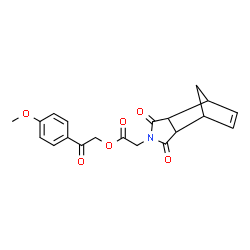 ChemSpider 2D Image | 2-(4-Methoxyphenyl)-2-oxoethyl (3,5-dioxo-4-azatricyclo[5.2.1.0~2,6~]dec-8-en-4-yl)acetate | C20H19NO6