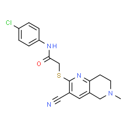 ChemSpider 2D Image | N-(4-Chlorophenyl)-2-[(3-cyano-6-methyl-5,6,7,8-tetrahydro-1,6-naphthyridin-2-yl)sulfanyl]acetamide | C18H17ClN4OS