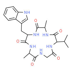 ChemSpider 2D Image | Cyclo(alanylglycylvalylalanyltryptophyl) | C24H32N6O5
