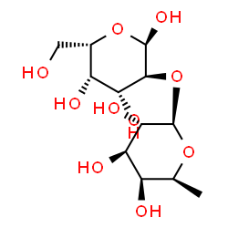 ChemSpider 2D Image | 2-O-(6-Deoxy-beta-L-galactopyranosyl)-alpha-L-galactopyranose | C12H22O10