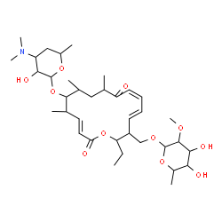 ChemSpider 2D Image | (3E,11Z,13E)-15-{[(6-Deoxy-2-O-methylhexopyranosyl)oxy]methyl}-16-ethyl-5,7,9-trimethyl-2,10-dioxooxacyclohexadeca-3,11,13-trien-6-yl 3,4,6-trideoxy-3-(dimethylamino)hexopyranoside | C36H59NO11