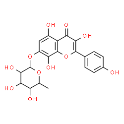 ChemSpider 2D Image | 3,5,8-Trihydroxy-2-(4-hydroxyphenyl)-4-oxo-4H-chromen-7-yl 6-deoxyhexopyranoside | C21H20O11