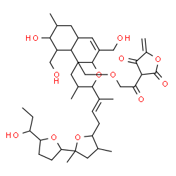 ChemSpider 2D Image | 3-[({3-Hydroxy-6-[(1Z)-3-hydroxy-2-(6-{(2E)-4-[5'-(1-hydroxypropyl)-2,4-dimethyloctahydro-2,2'-bifuran-5-yl]-2-buten-2-yl}-5-methyltetrahydro-2H-pyran-2-yl)-1-propen-1-yl]-2-(hydroxymethyl)-4-methylcy
clohexyl}methoxy)acetyl]-5-methylene-2,4(3H,5H)-furandione | C42H64O12